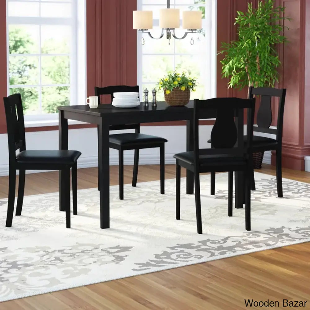 Terry Wooden 4 Seater Solid Wood Top Dining Set