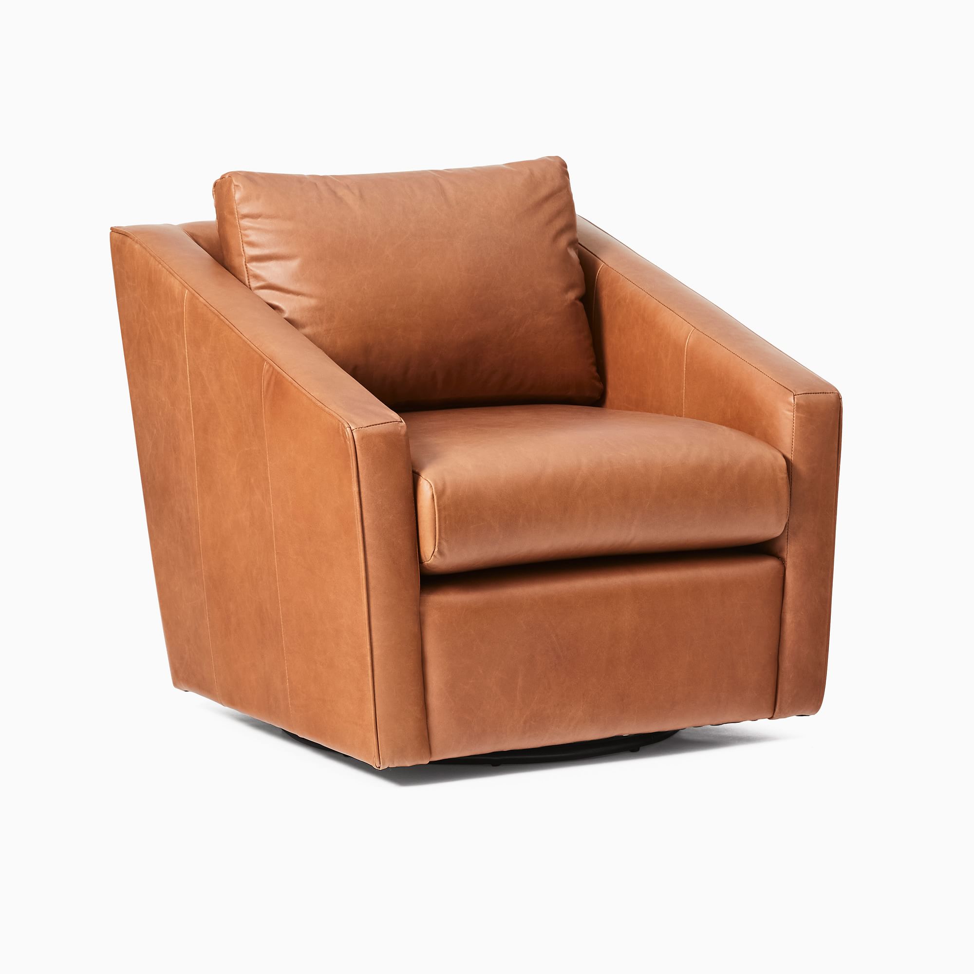 Deco Leather Swivel Chair - Wooden bazar