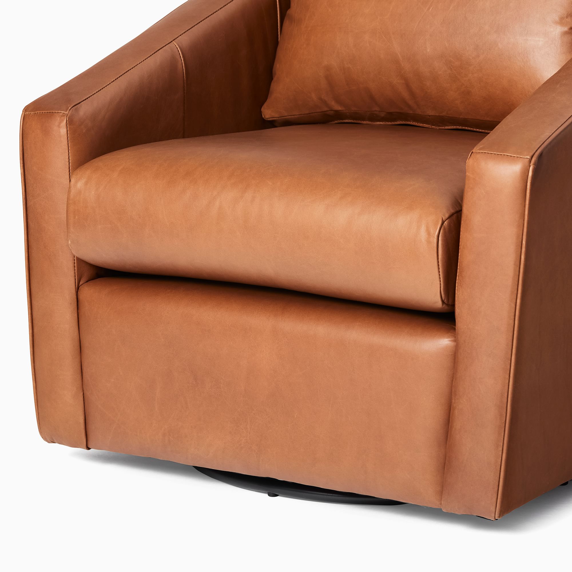 Deco Leather Swivel Chair - Wooden bazar