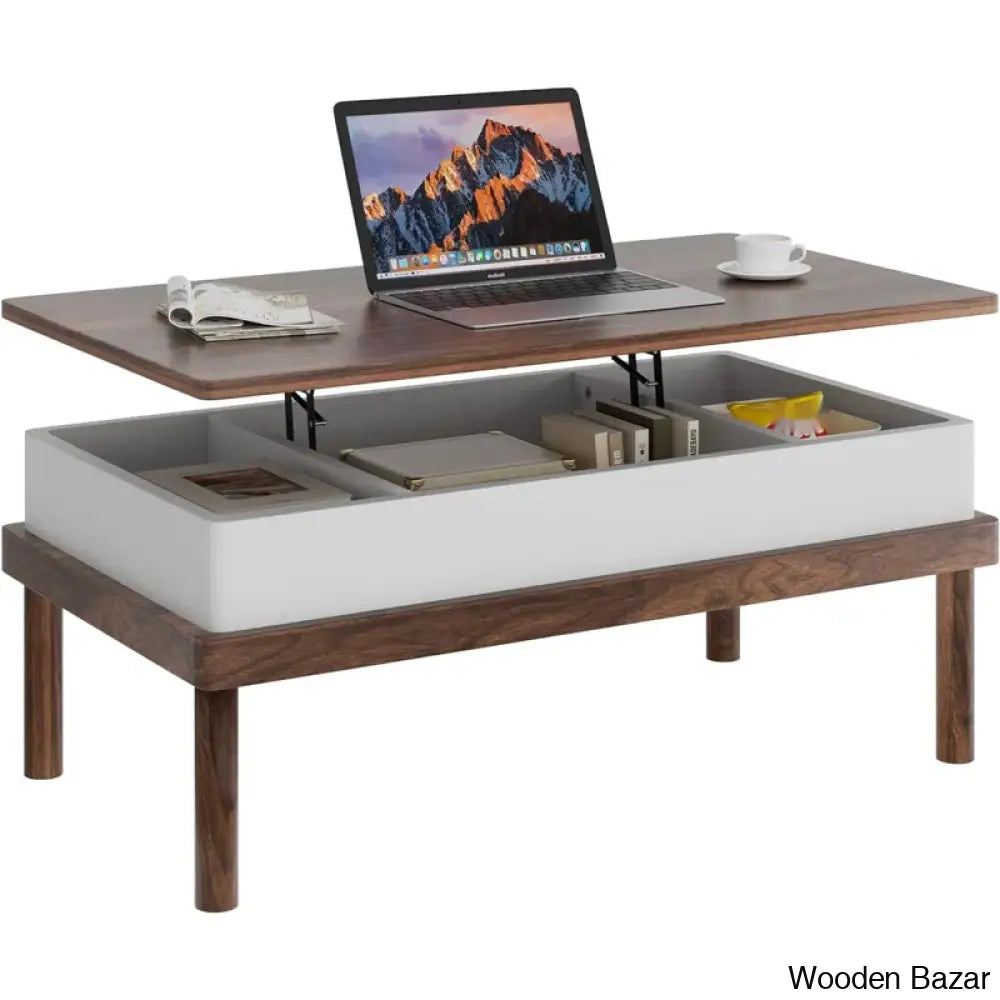 Thinke Lift-Top Coffee & Center Table Hidden Compartment Rising Tabletop For Living Room Office