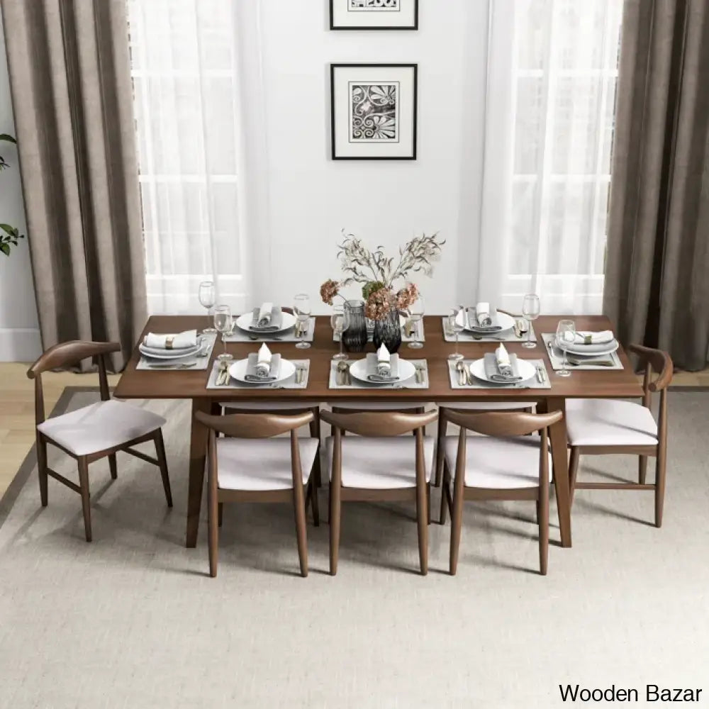 Thornton Modern 8 Seater Solid Wood Dining Set - Wooden Bazar