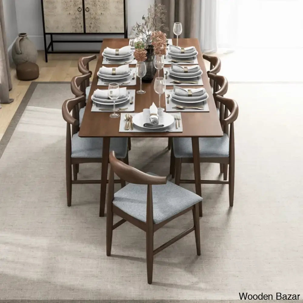 Thornton Modern 8 Seater Solid Wood Dining Set - Wooden Bazar