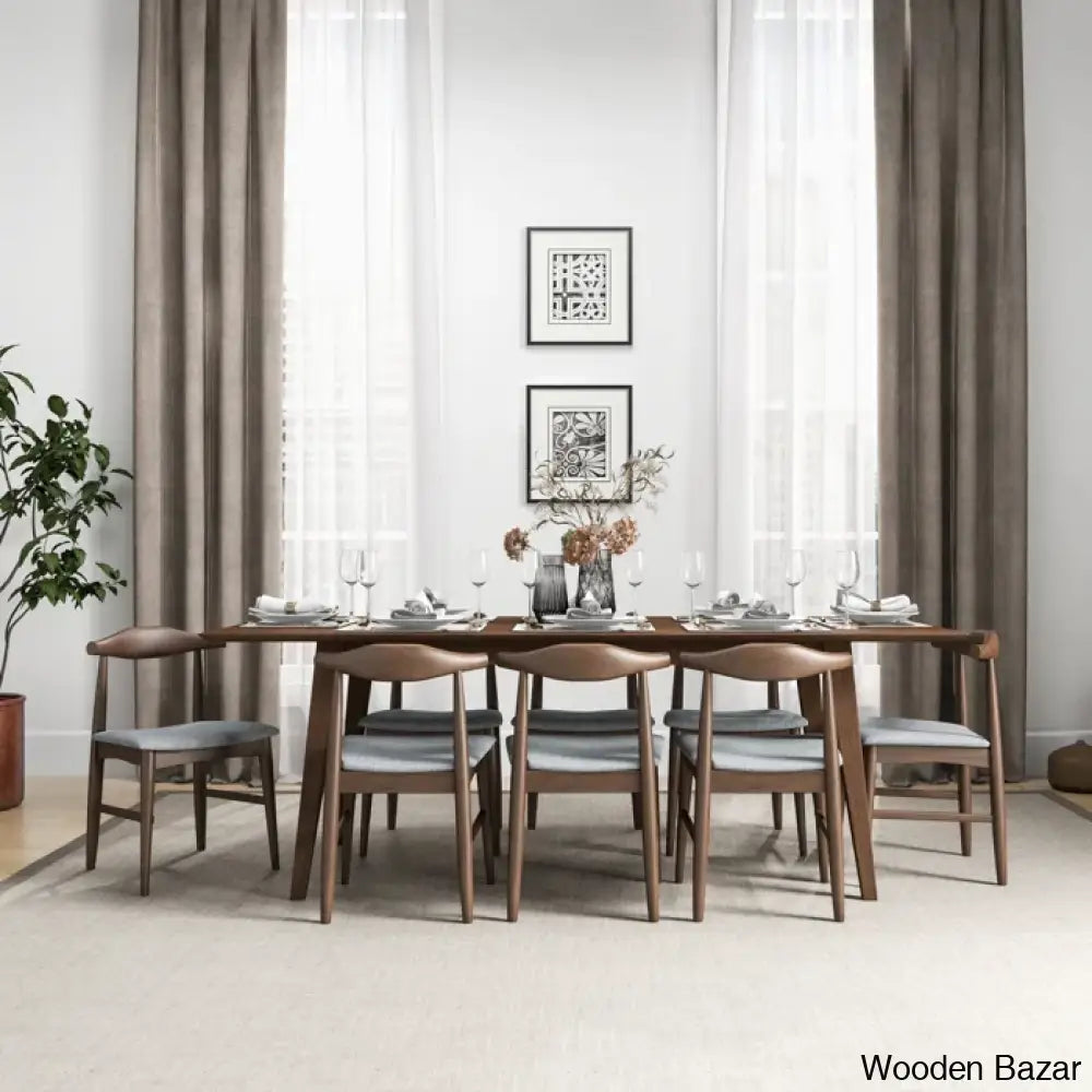 Thornton Modern 8 Seater Solid Wood Dining Set - Wooden Bazar Gray