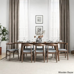 Thornton Modern 8 Seater Solid Wood Dining Set - Wooden Bazar Gray