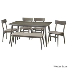 Tobin Stylish Wooden 5 Seater Dining Table Set - Bazar