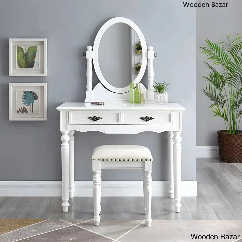 Traditional Dressing Table Stool Set Wooden Vanity Dressing Table