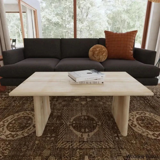 Trapeziuml Plank Wood Coffee And Center Table
