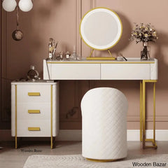 Trignes Vanity Dressing Table With Mirror Lights And Stool