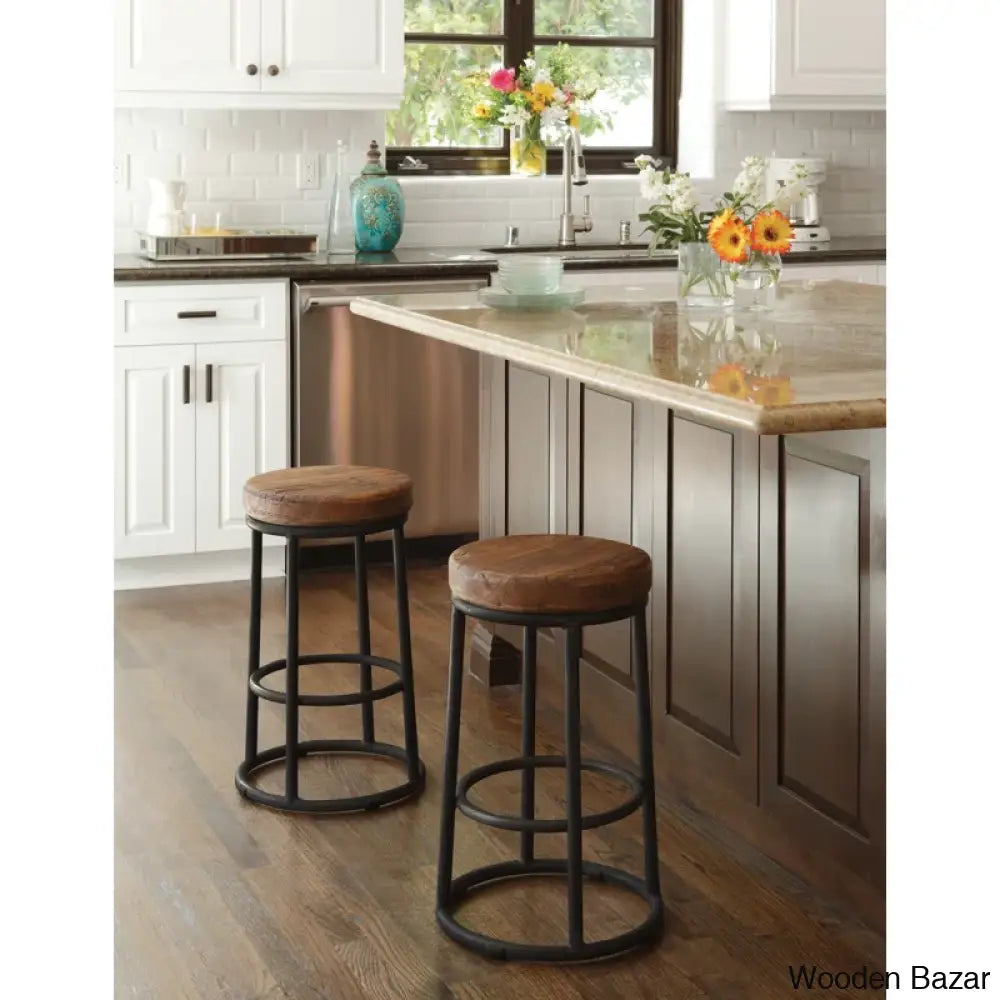 Tulipsy Swivel Solid Wood Counter And Bar Stool