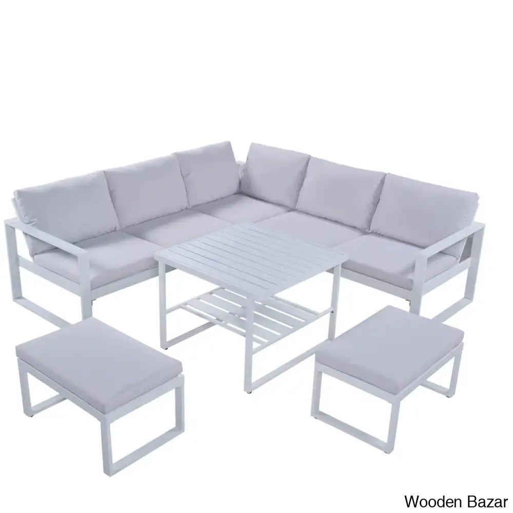 U_Style Industrial Outdoor Sofa Set - 2 Loveseats 1 Single Benches & Table For Versatile Patio