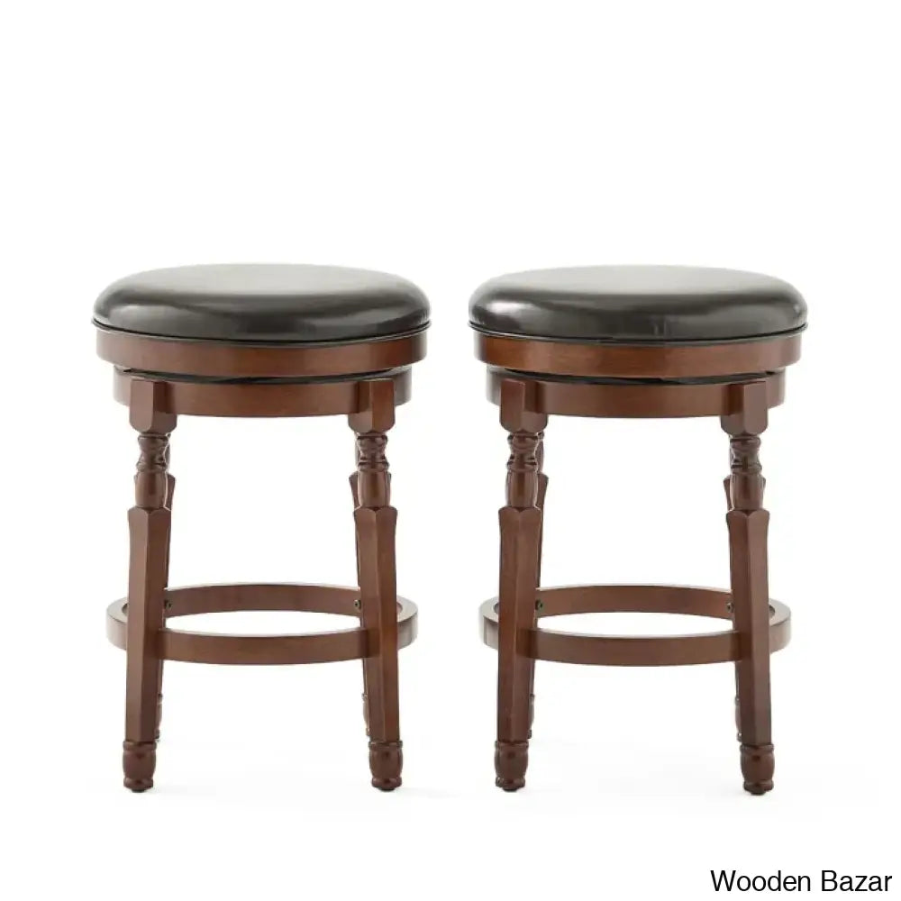 Ullmano Swivel Upholstered Counter And Bar Stool With Solid Wood Frame (Set Of 2)