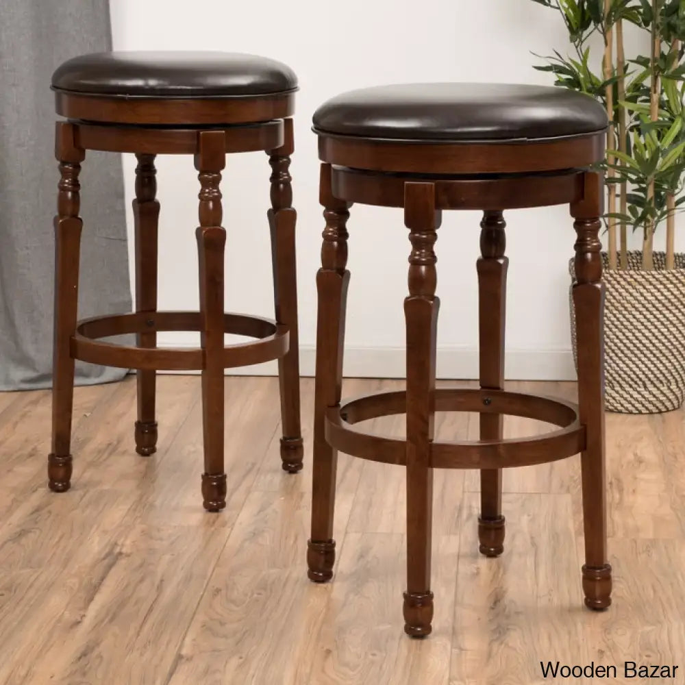 Ullmano Swivel Upholstered Counter And Bar Stool With Solid Wood Frame (Set Of 2)