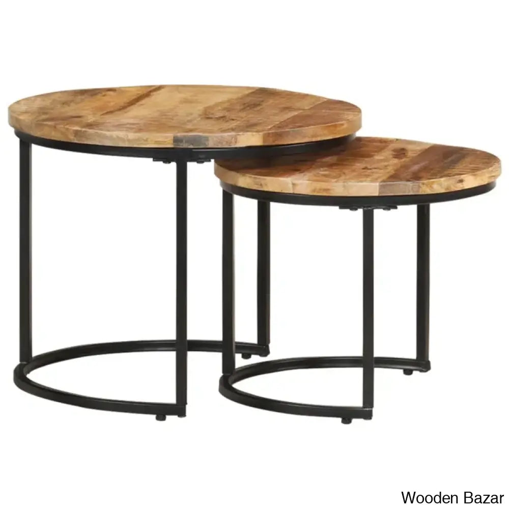 Unio Nesting Tables Rough Wood (Set Of 2) Coffee And Center Table