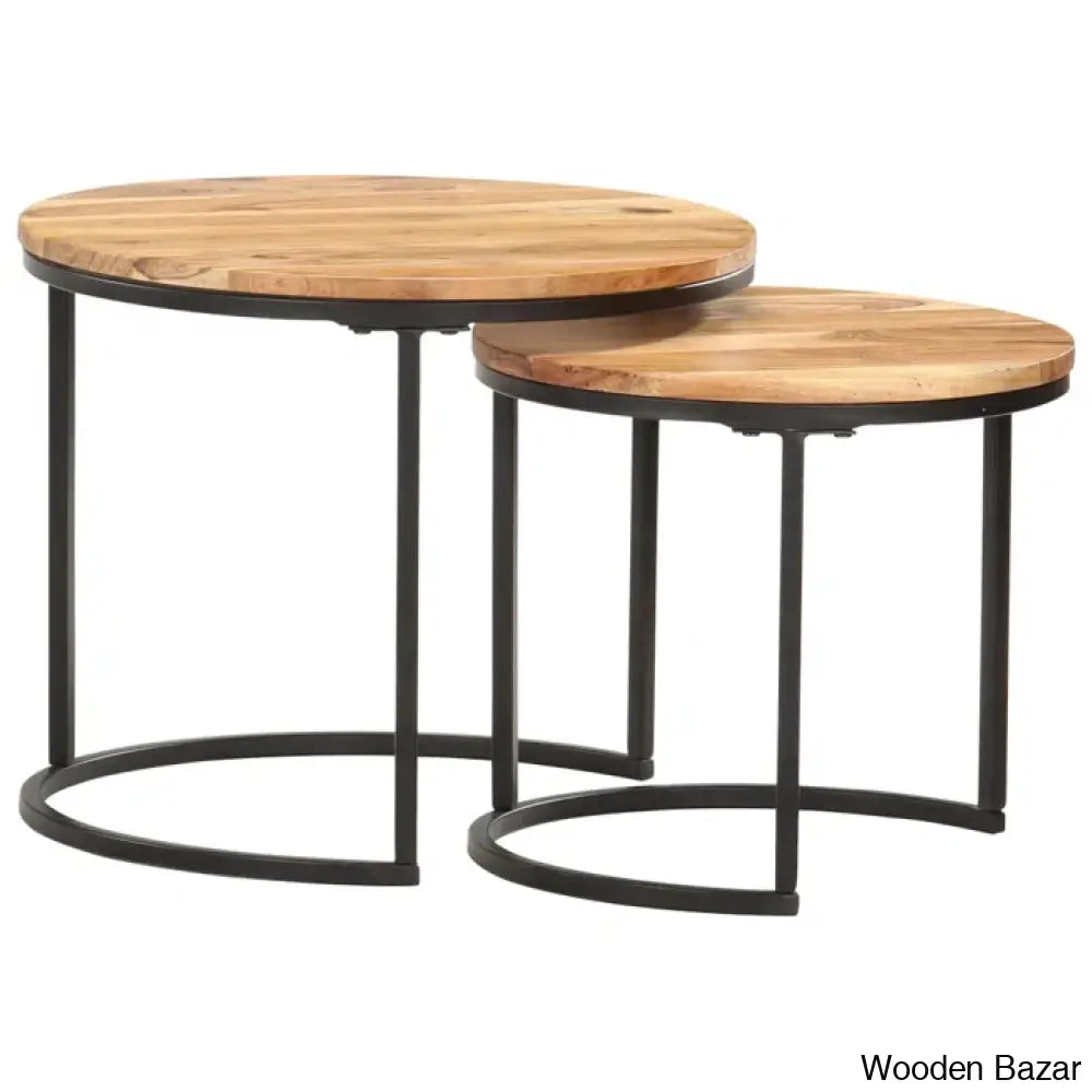 Unio Nesting Tables Rough Wood (Set Of 2) Coffee And Center Table