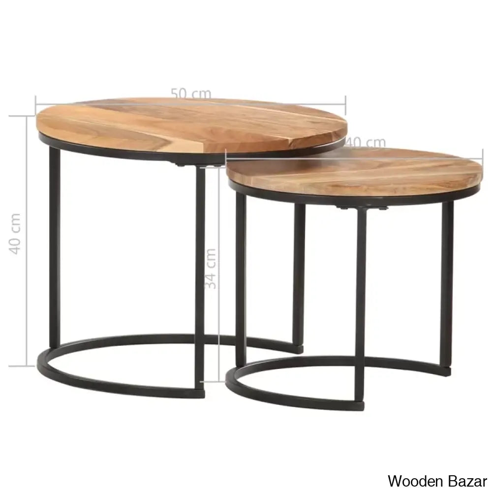 Unio Nesting Tables Rough Wood (Set Of 2) Coffee And Center Table