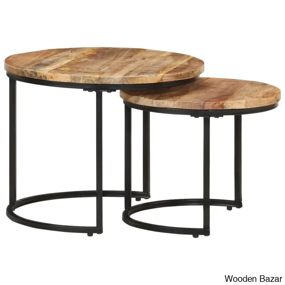 Unio Nesting Tables Rough Wood (Set Of 2) Coffee And Center Table