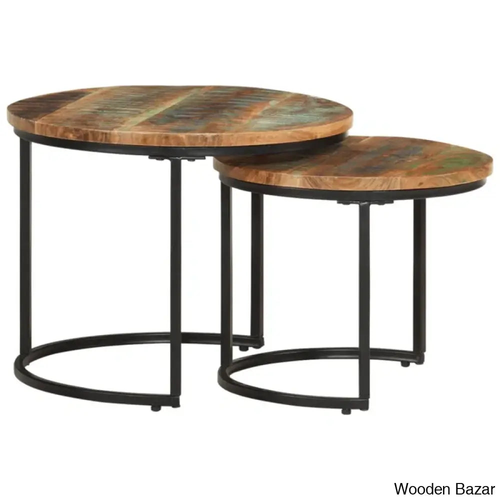 Unio Nesting Tables Rough Wood (Set Of 2) Coffee And Center Table