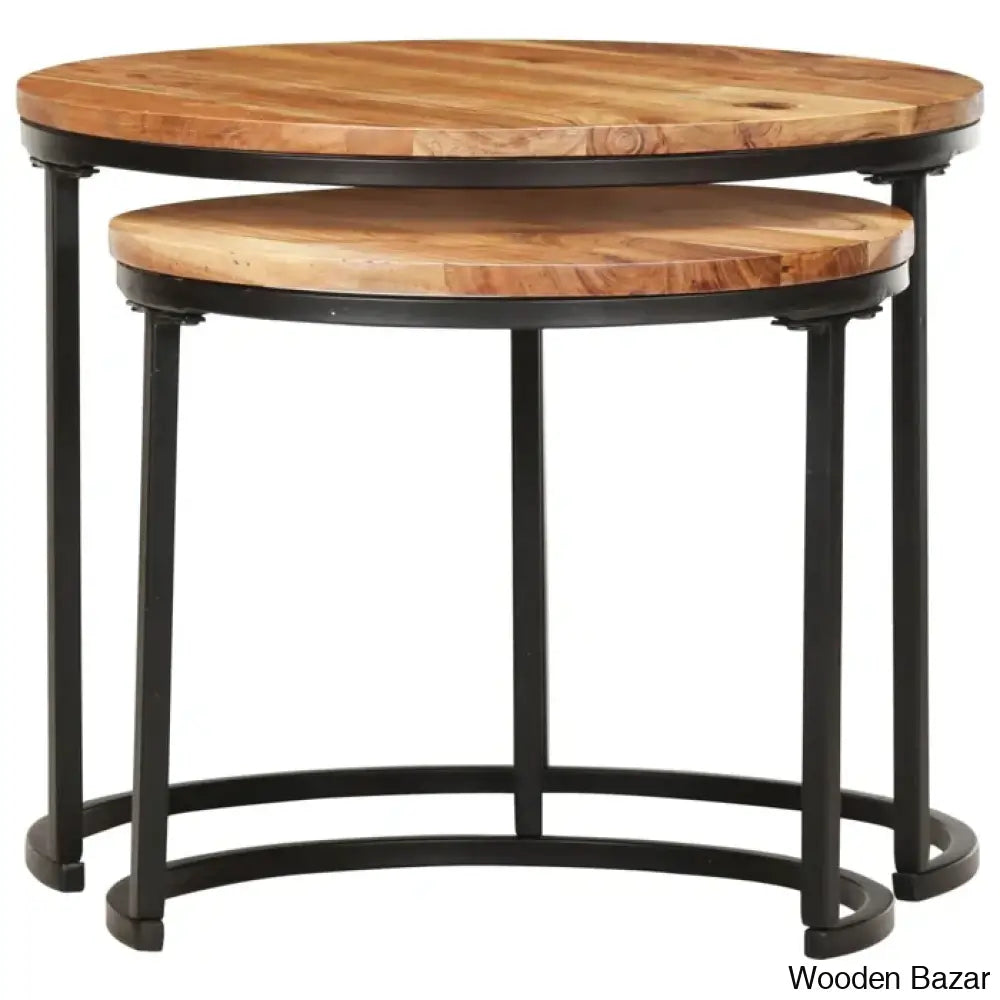 Unio Nesting Tables Rough Wood (Set Of 2) Coffee And Center Table