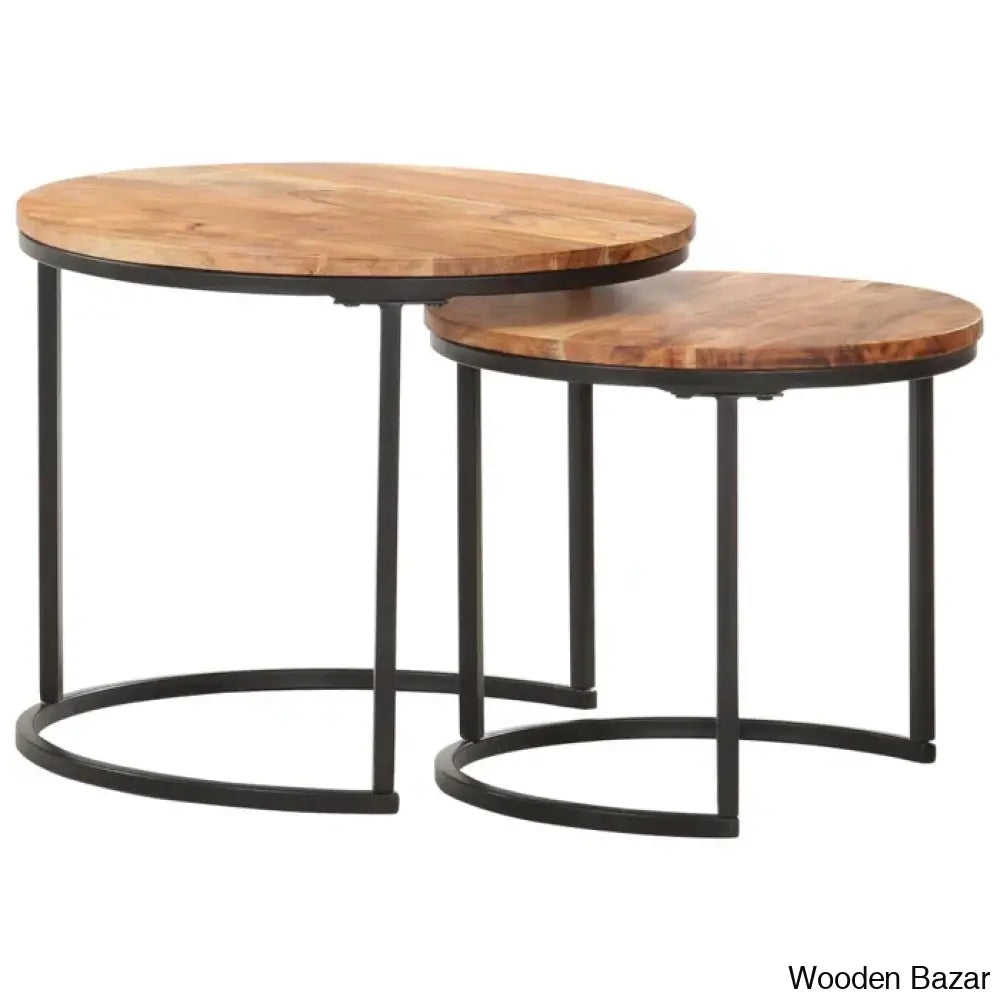 Unio Nesting Tables Rough Wood (Set Of 2) Coffee And Center Table