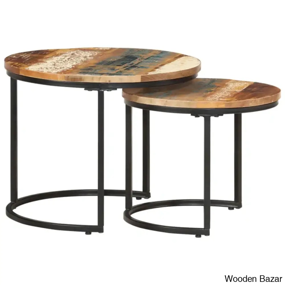 Unio Nesting Tables Rough Wood (Set Of 2) Coffee And Center Table