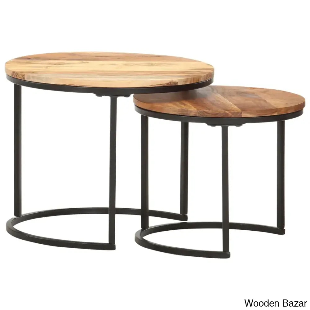 Unio Nesting Tables Rough Wood (Set Of 2) Coffee And Center Table