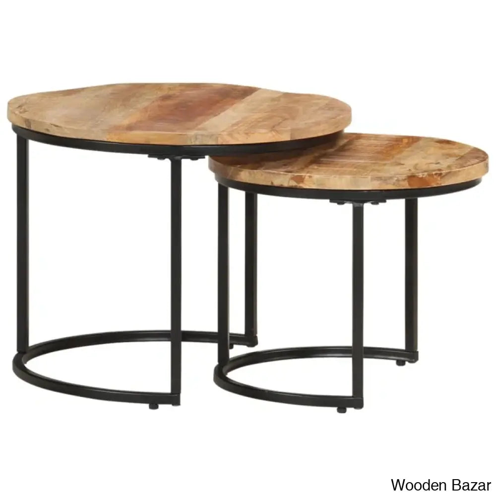 Unio Nesting Tables Rough Wood (Set Of 2) Coffee And Center Table