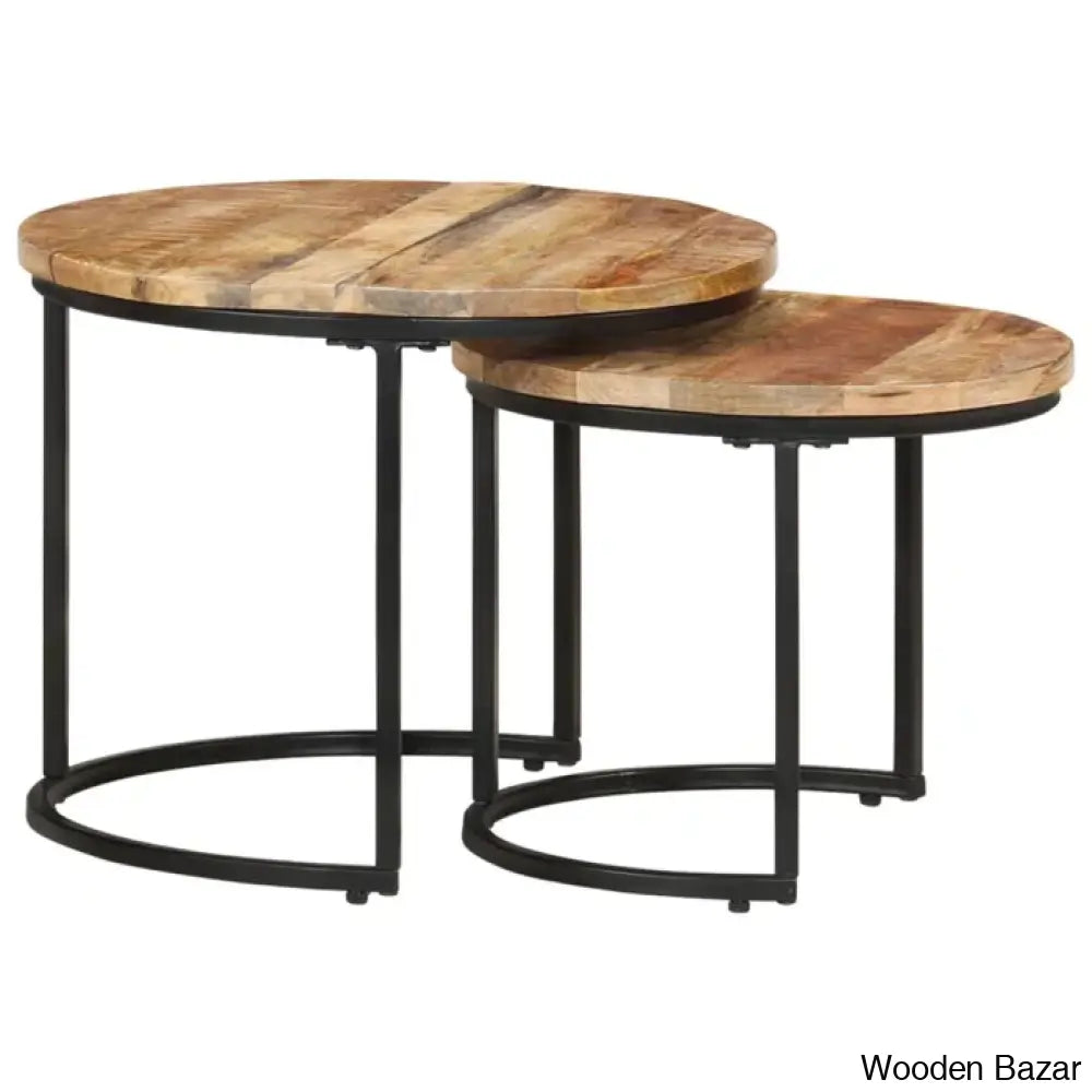 Unio Nesting Tables Rough Wood (Set Of 2) Coffee And Center Table