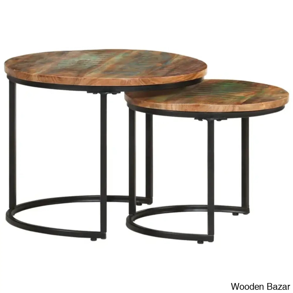 Unio Nesting Tables Rough Wood (Set Of 2) Coffee And Center Table