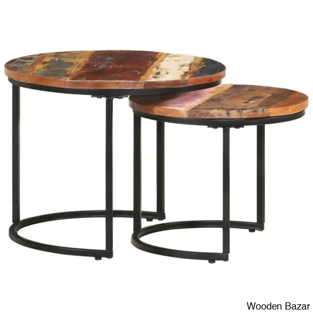 Unio Nesting Tables Rough Wood (Set Of 2) Coffee And Center Table