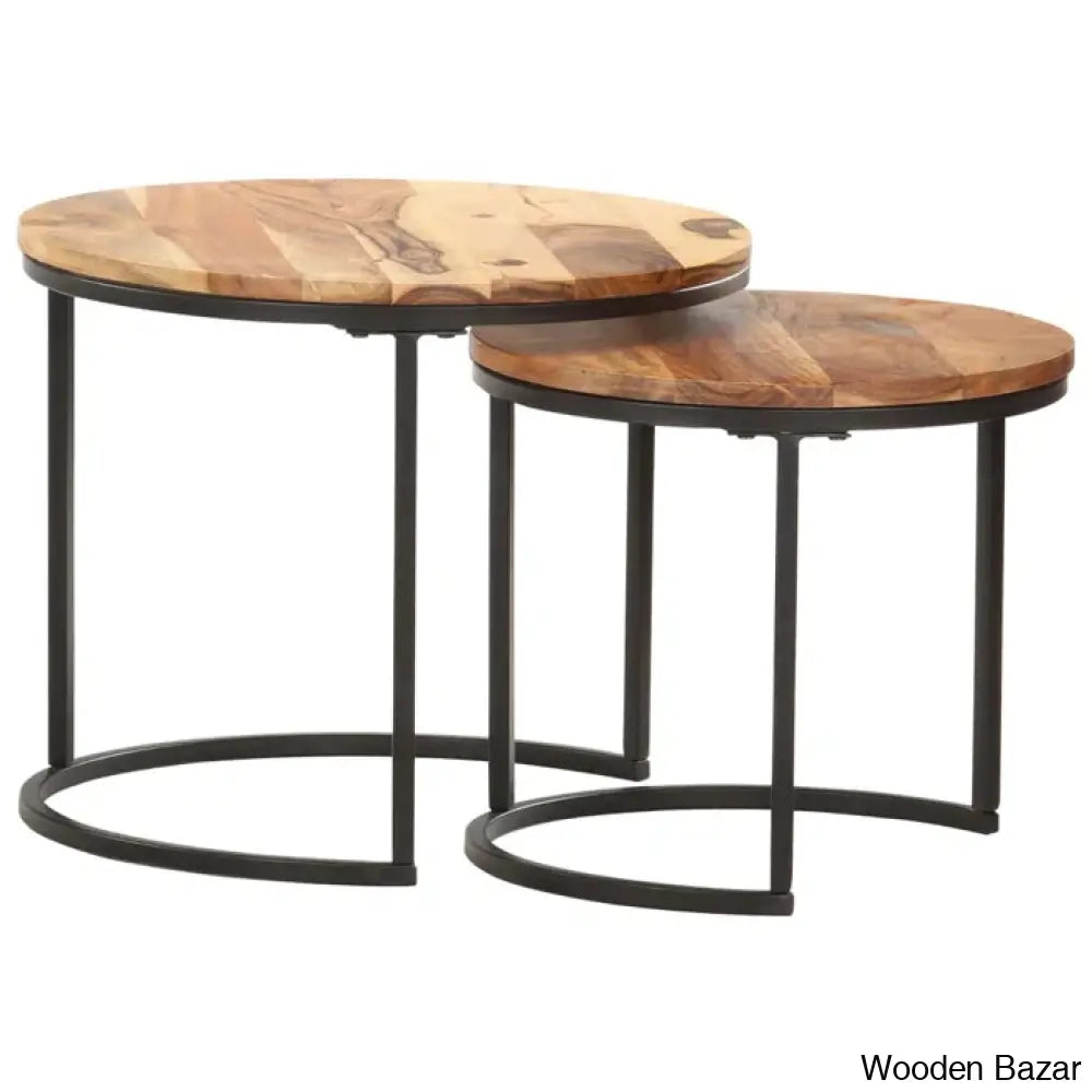 Unio Nesting Tables Rough Wood (Set Of 2) Coffee And Center Table