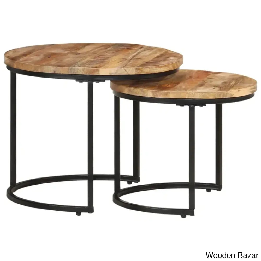 Unio Nesting Tables Rough Wood (Set Of 2) Coffee And Center Table