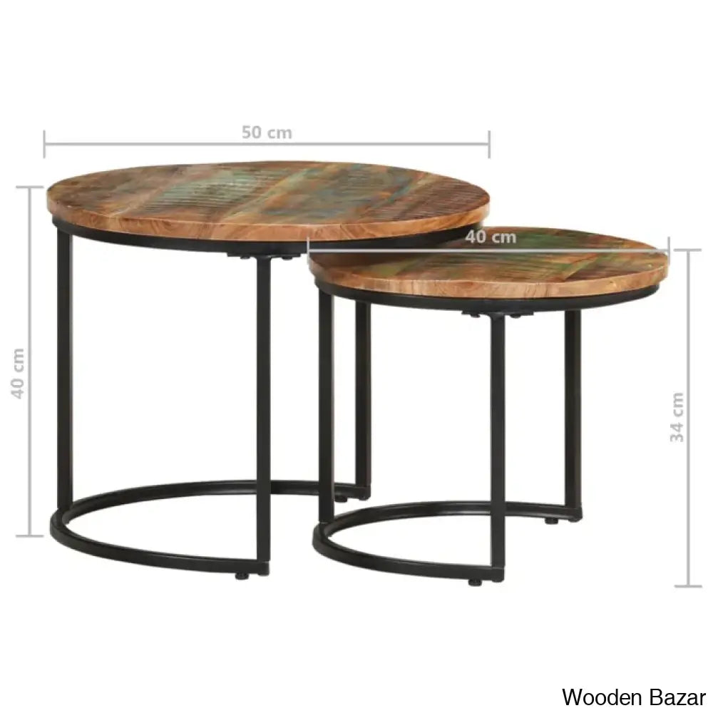 Unio Nesting Tables Rough Wood (Set Of 2) Coffee And Center Table