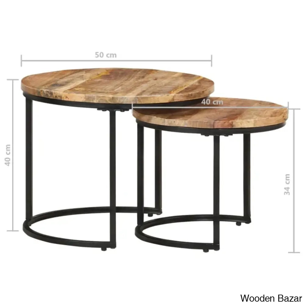 Unio Nesting Tables Rough Wood (Set Of 2) Coffee And Center Table