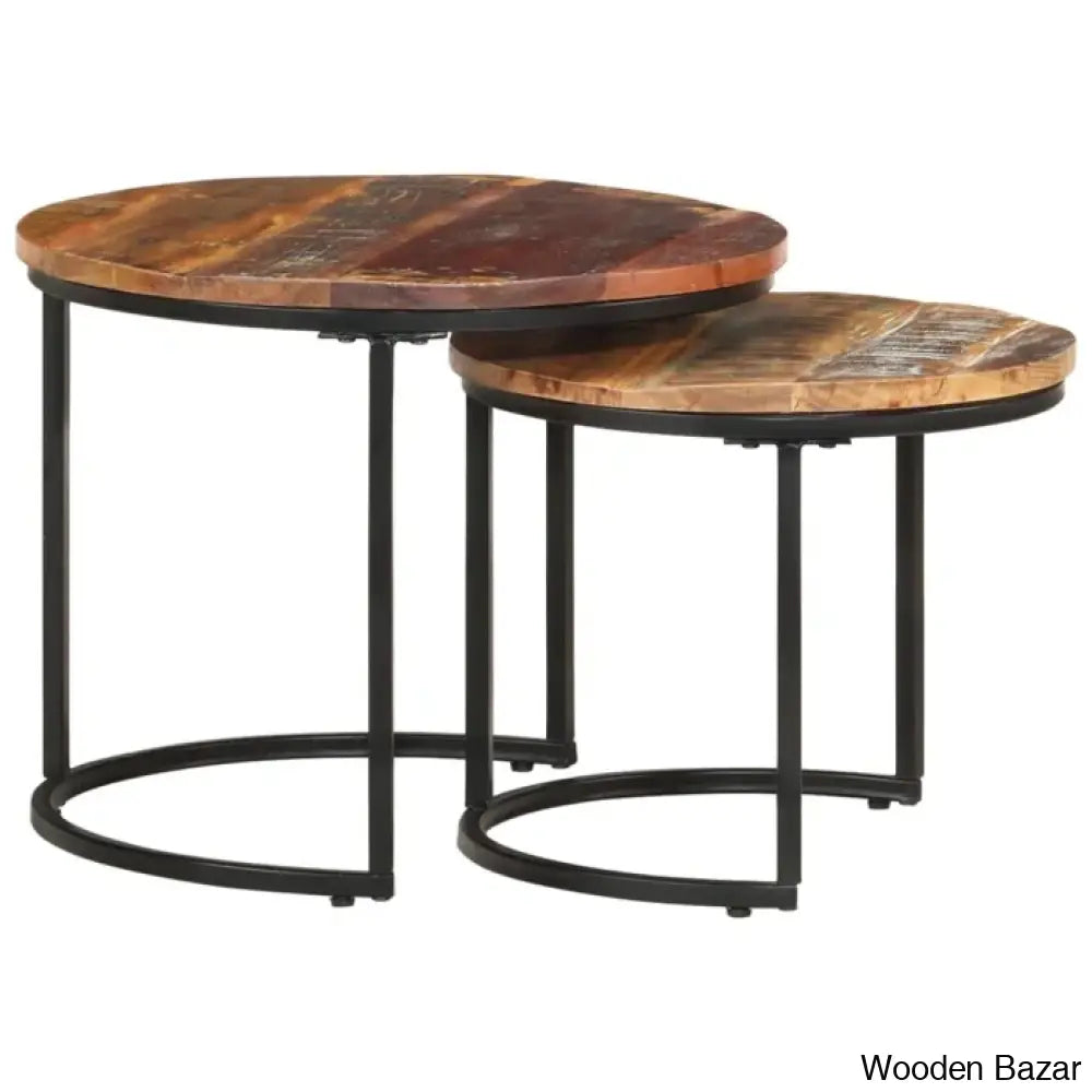 Unio Nesting Tables Rough Wood (Set Of 2) Coffee And Center Table