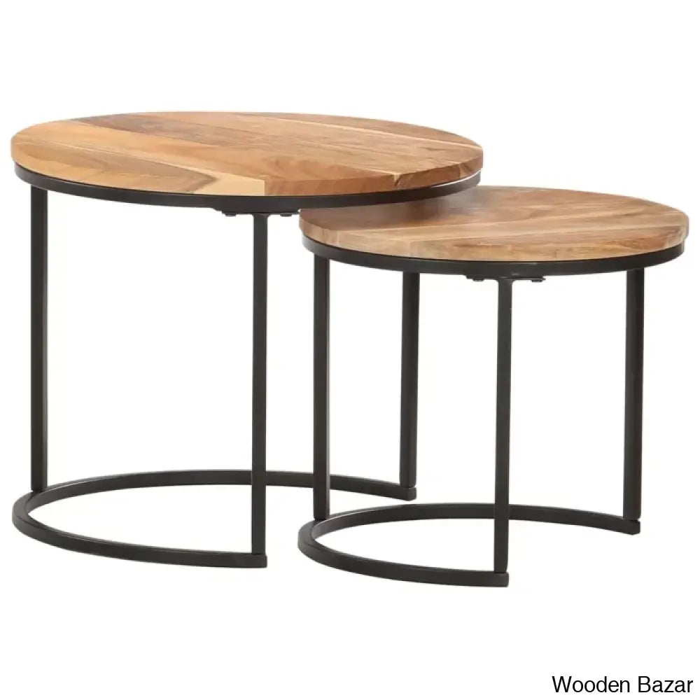 Unio Nesting Tables Rough Wood (Set Of 2) Coffee And Center Table