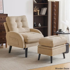 Upholstered Accent Chair And Recliner Ottoman Set Lounge Chair