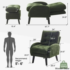 Upholstered Accent Chair And Recliner Ottoman Set Lounge Chair
