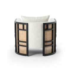 Meniaan Upholstered Grid Back Chair - Wooden bazar