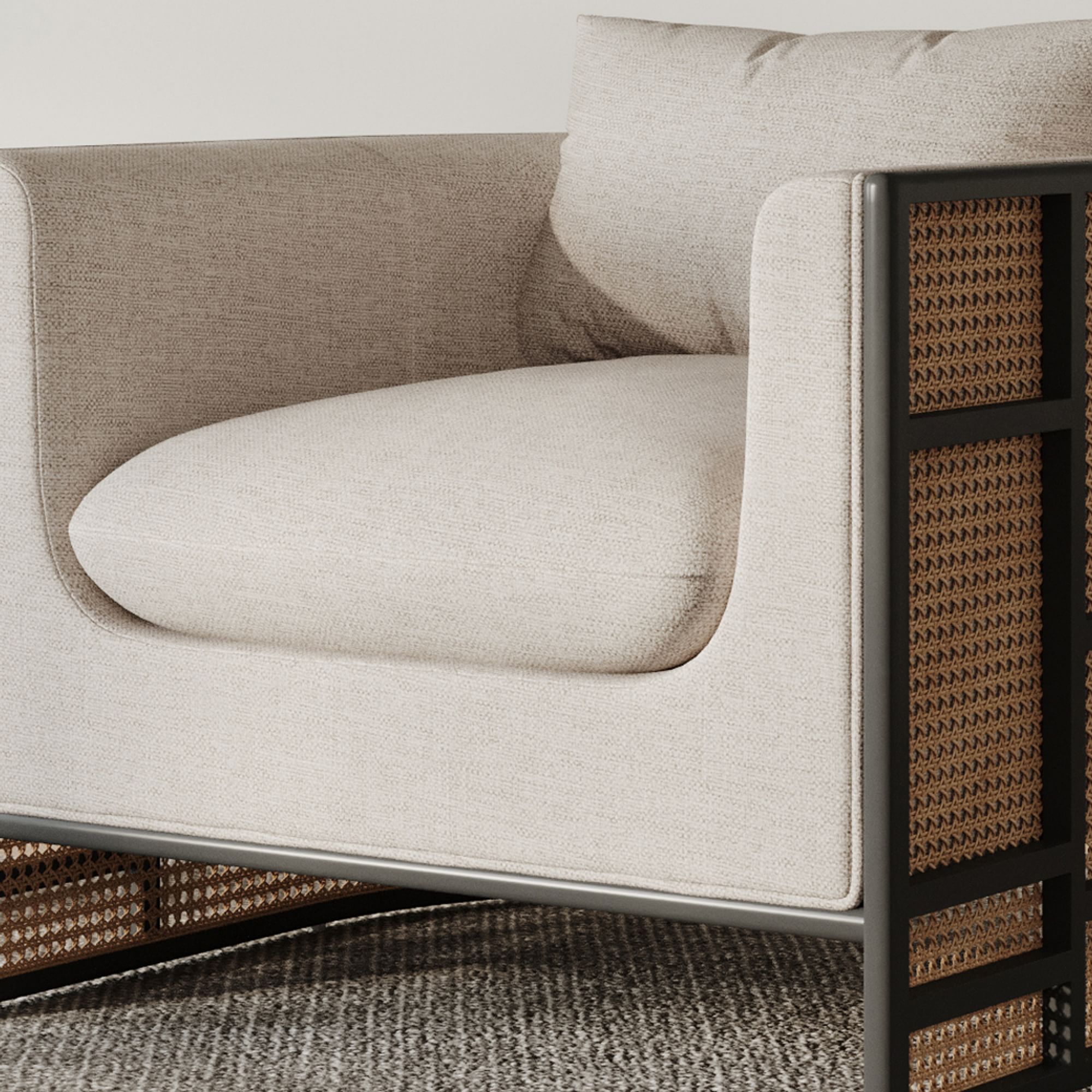 Meniaan Upholstered Grid Back Chair - Wooden bazar