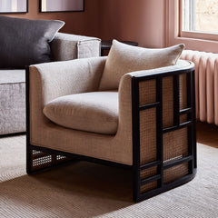 Meniaan Upholstered Grid Back Chair - Wooden bazar