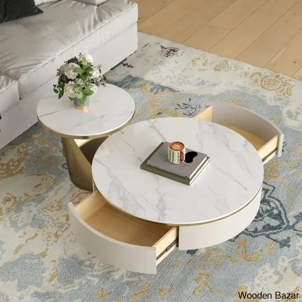 Usher Stone Top Nesting Coffee Table And Center Table