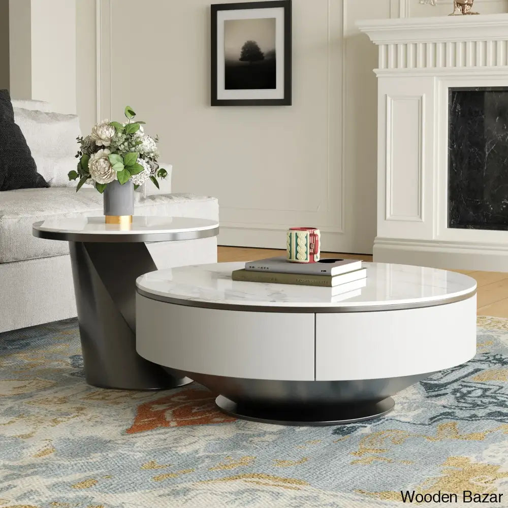 Usher Stone Top Nesting Coffee Table And Center Table Gray