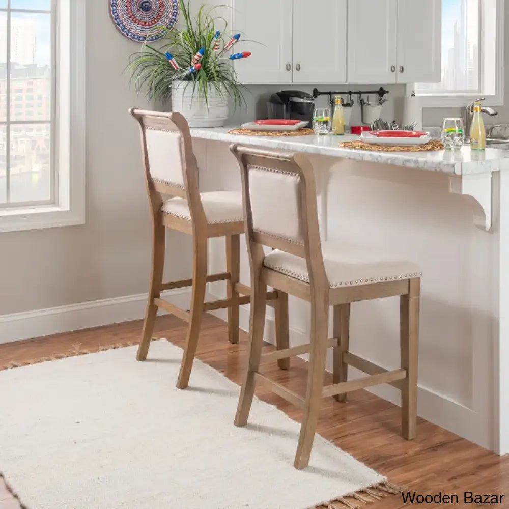 Vailia Swivel Wood Upholstered Bar & Counter Stool