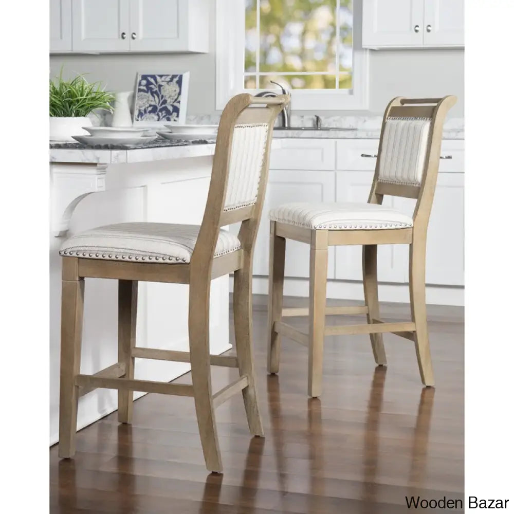 Vailia Swivel Wood Upholstered Bar & Counter Stool