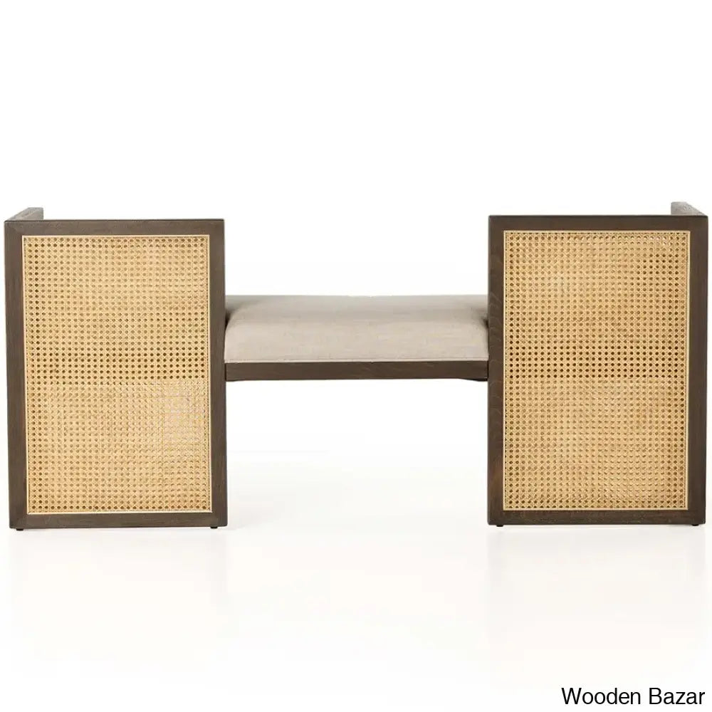 Valentina Exotic Rattan Cane 2 Seater Corner Sofa - Wooden Bazar