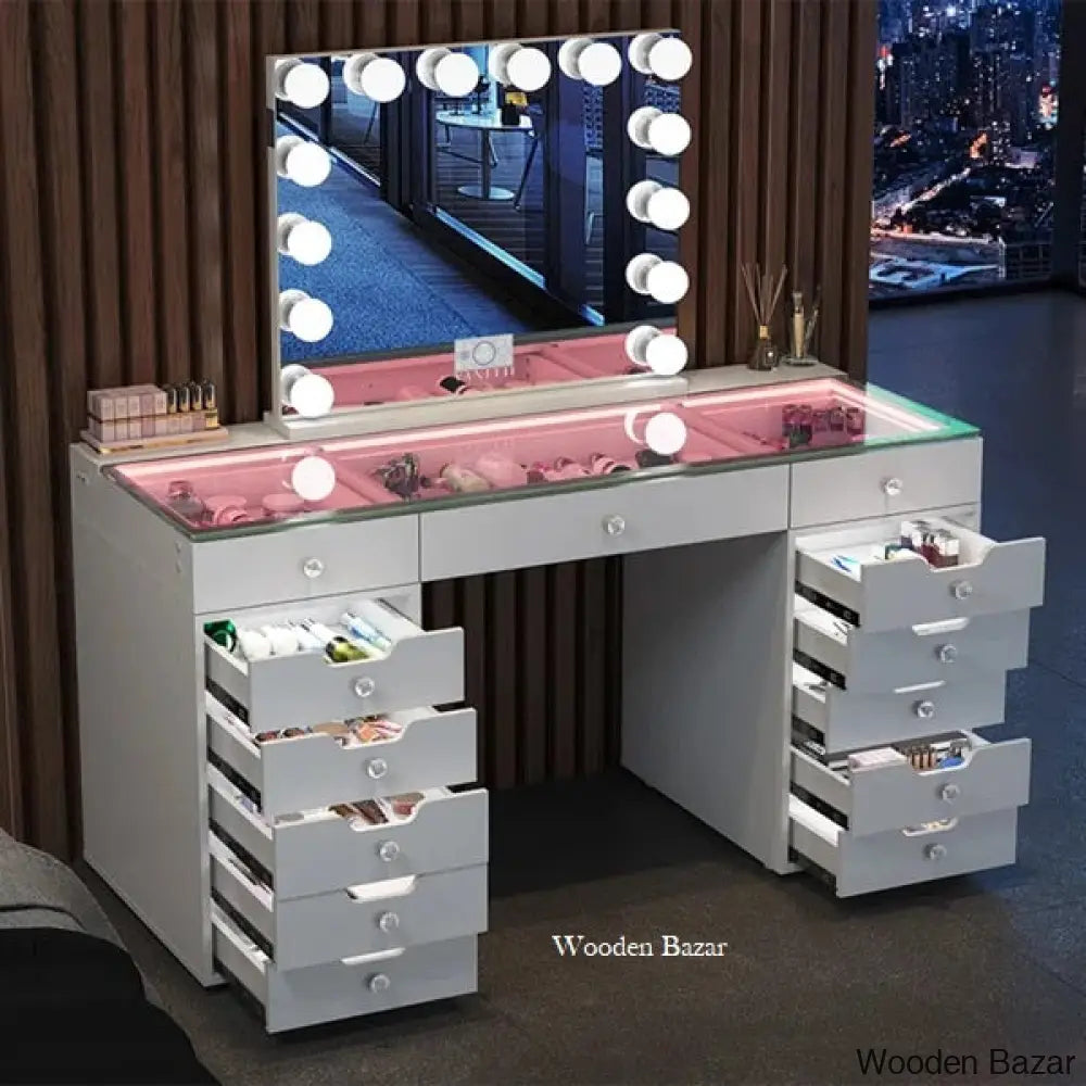 Vanity Dressing Table With Lighted Mirror