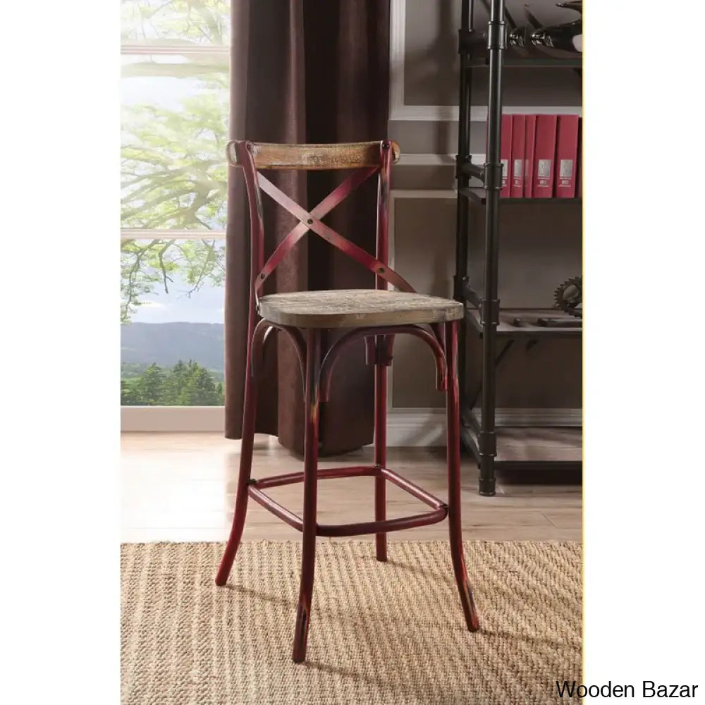 Vealem Swivel Yahir Bar Stool Counter Height Stools Dinning Chair Antique Red