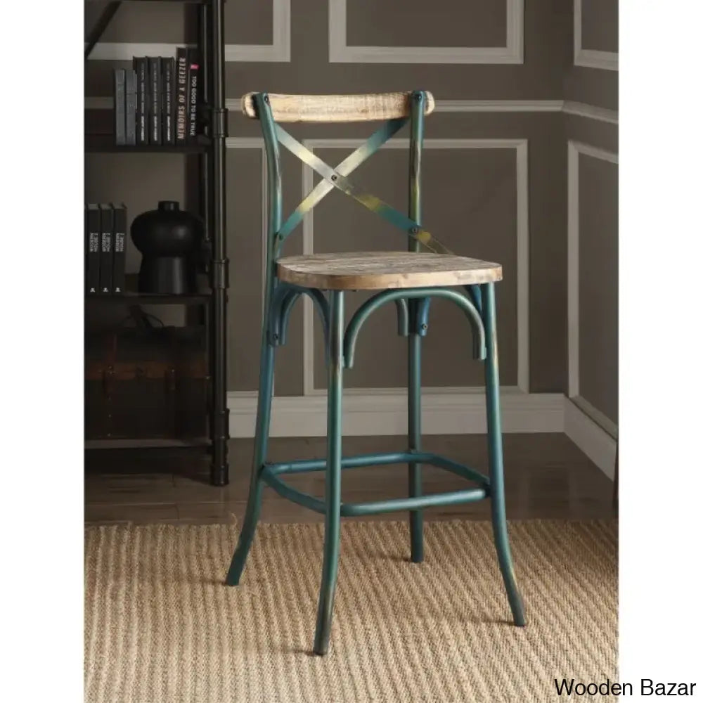 Vealem Swivel Yahir Bar Stool Counter Height Stools Dinning Chair Antique Turquoise