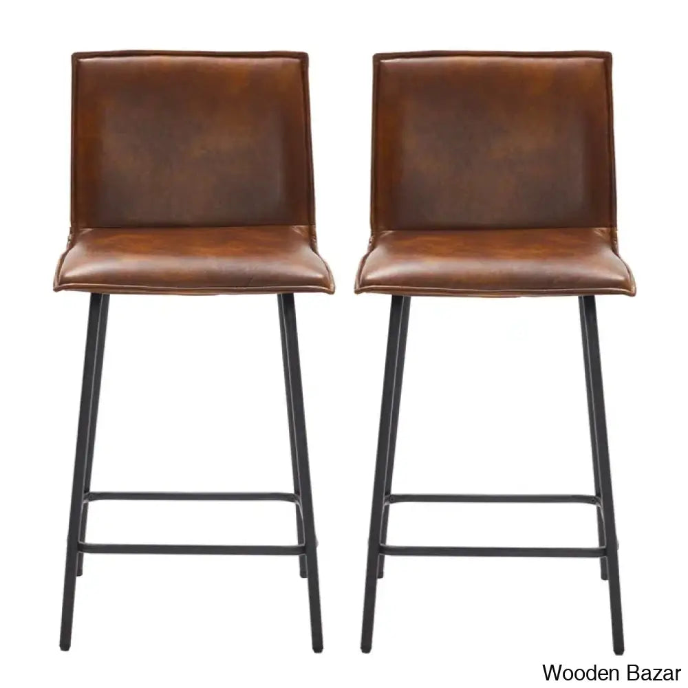 Velozi 24’’ H Leather Mid-Century Modern Full Back Kitchen Counter Height And Bar Stools Chair