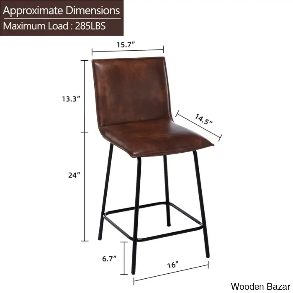 Velozi 24’’ H Leather Mid-Century Modern Full Back Kitchen Counter Height And Bar Stools Chair